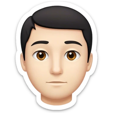 rostro chico joven sin barba piel blanca con cabello negro liso y corto sticker