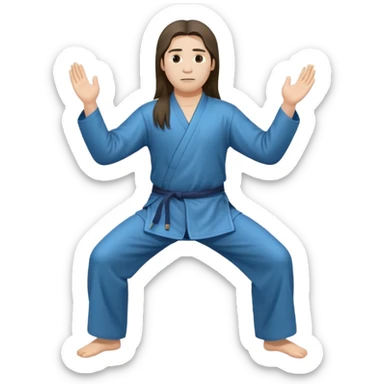 pratiquant de qi gong aux cheveux longs, en position basse sticker