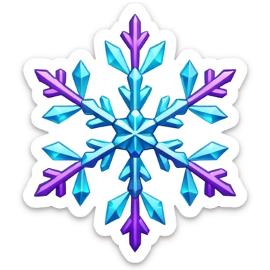 cyan and purple snowflake glitter sticker