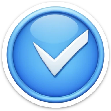 A blue circle with sharp edges and a while tick inside sticker