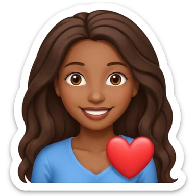 Cute African American woman with long hair,  heart eyes smiling sticker