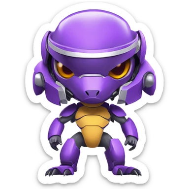 a Genesect-Raptor-Fakémon—hybrid with a futuristic visor-helmet full body sticker