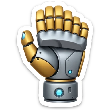 bulky robot fist, back of hand, metallic sticker