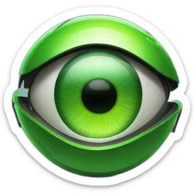 big green eye with autonomous lawnmower reflected sticker