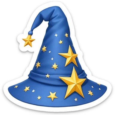 blue wizard hat with star-yellow pattern sticker