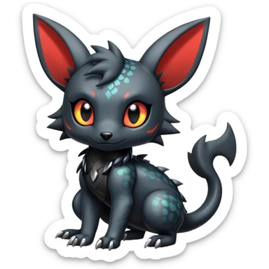 Shiny Dark Cute Majestic Sophisticated Modern Gothic Gloomy Futuristic Scaly Cyber-Salandit-Umbreon-Litten-Hybrid (Full body) sticker
