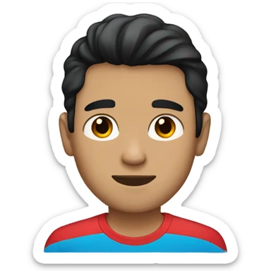 Guy with red t-shirt black hair light skin blue eye sticker