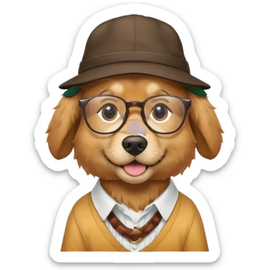 glasses and hat dog with shirt sticker