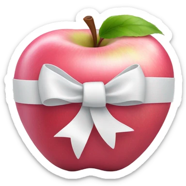 pink apple with white ribbon  sticker