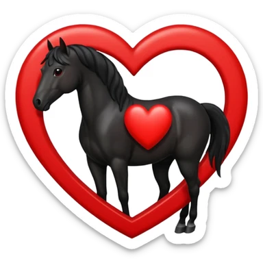 Black Horse centered within a red heart emoji sticker