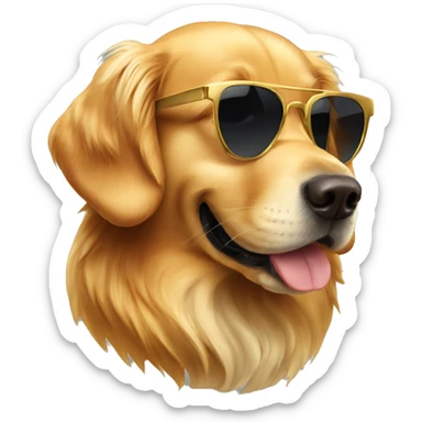 Golden retriever wearing sunglasses sticker