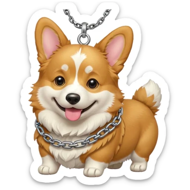 corgi with chain on sticker