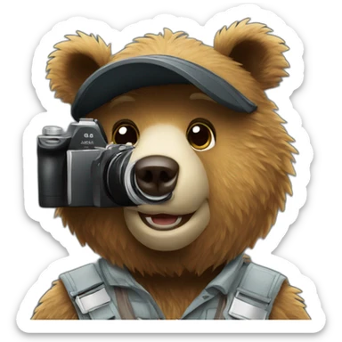 A bear as a photographer sticker