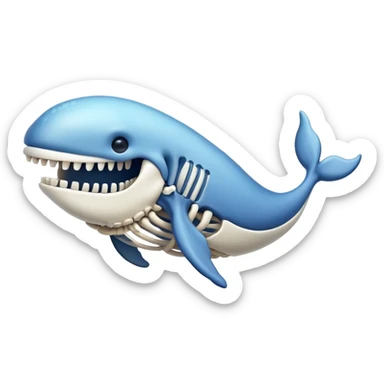 a happy whale skeleton sticker