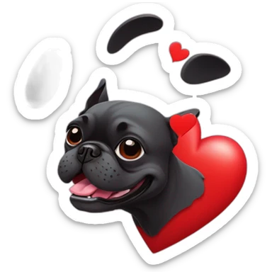 black french bulldog head in red heart line sticker