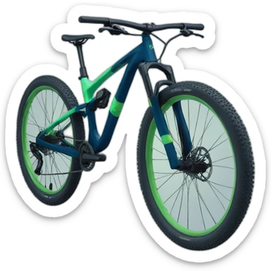 mountain bike in dark blue and aloe-green color sticker