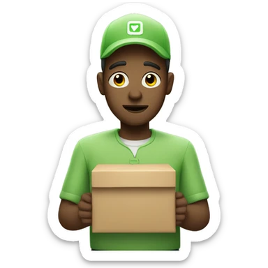 Letter delivery man in a light green uniform. His face is like Harold hiding pain sticker
