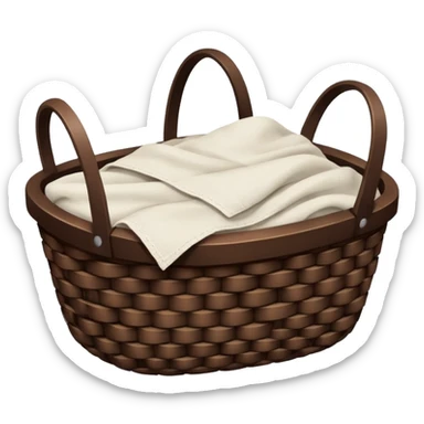 A woven dark Brown basket with fresh washed linen sticker