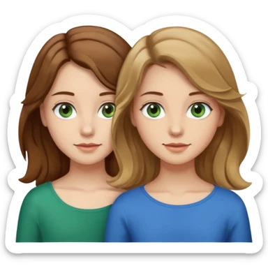 make me and my best friend togheter i have shoulder-lenght brown hair and light brown eyes and she has long wavy hair blonde/brown hair and green/blue eyes sticker