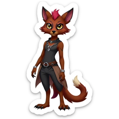 Dark edgy badass cool Falvie-Fionbri-creature-fursona, full body, with random markings sticker