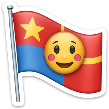 une emoticone avec un drapeau pour dire win sticker