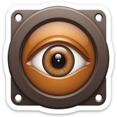 Minimalist emoji-style sticker of a peephole with a realistic eye looking out from inside. Black and gray tones, flat icon, centered eye.
 sticker