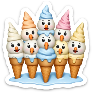 snowmen with  ice cream sticker
