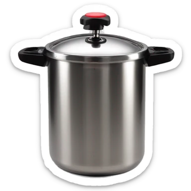 Stainless steel pressure pot, with black gights, lid with 3 clamps, red line on the black knob sticker