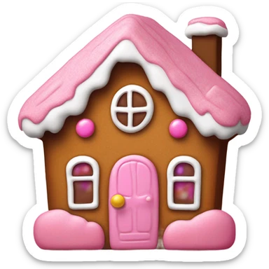 A pink and brown gingerbread house  sticker
