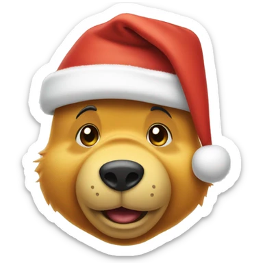 pooh bear in a santa hat sticker