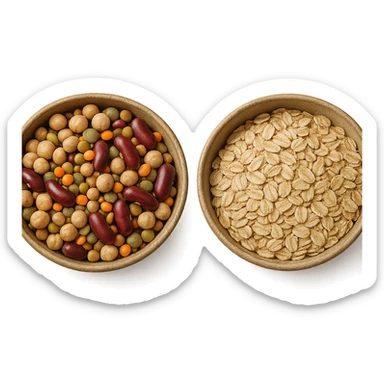 BOWL DI LEGUMI INSIEME A BOWL DI FIOCCHI DI AVENA,  iperrealistico 4k sticker