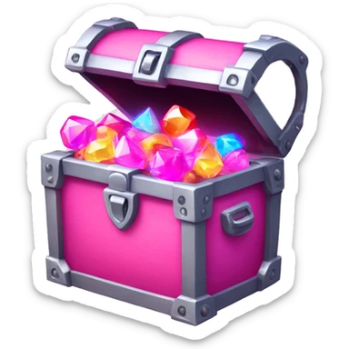 sparkling pink treasure chest filled with neon gems. sticker
