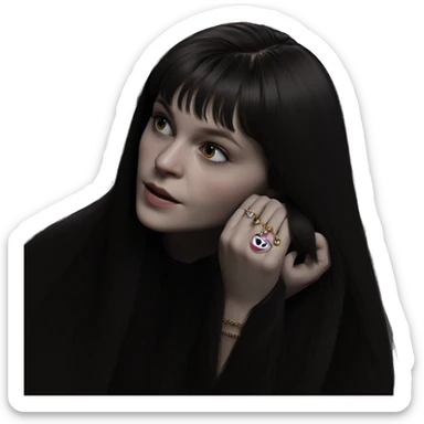 girl with long hair jewelry sticker