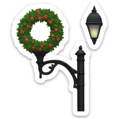 Black street lamp with wreath  sticker