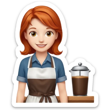 Redhead barista girl sticker