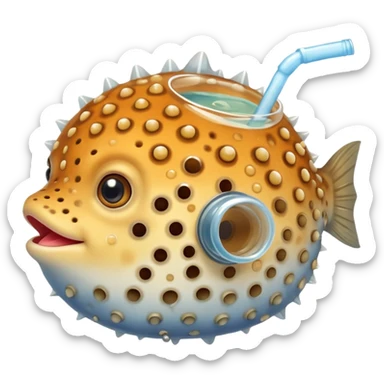 Puffer fish drinking boba sticker