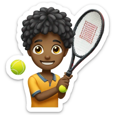 Niño morenito con el pelo negro jugando tennis sticker