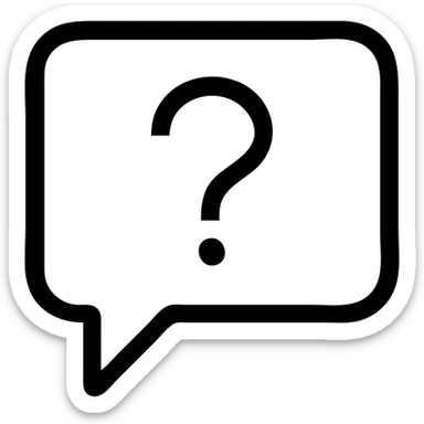 quiz icon, speech bubble with question mark, minimal line style sticker