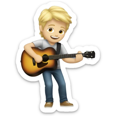 Blonde haired boy playing guitar sticker