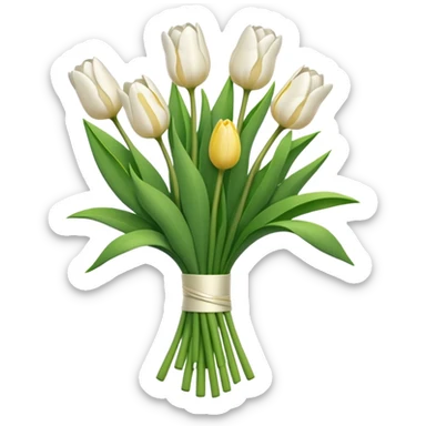 white tulip bouquet  sticker