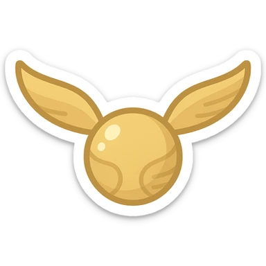 playful golden snitch, soft gold, no outlines, clear shadows and highlights, color filled icon style sticker