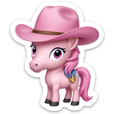 Pink pony wearing pink cowboy hat sticker