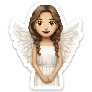 Beautiful angel wings long dress brown hair eyelashes sticker