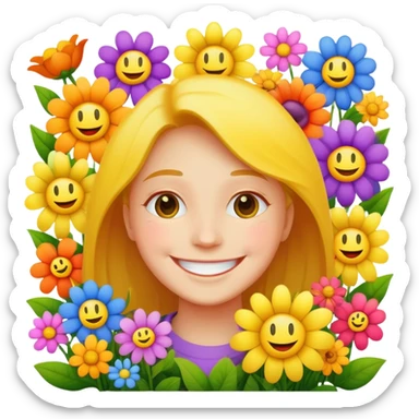 happy smiley garden flowers  sticker