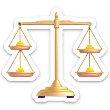 balance scale with gold in both trays sticker