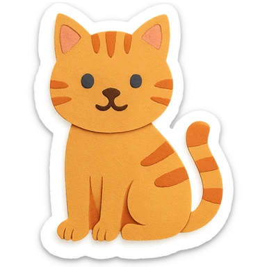 cat sitting with simple background in paper-craft style sticker