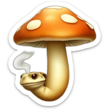 A mushroom with turtle spots smoking a cigar sticker
