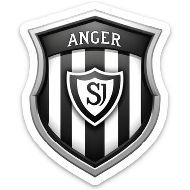 Football club  SV Angers logo, black and white striped shield with 1919 year, sports team emblem sticker