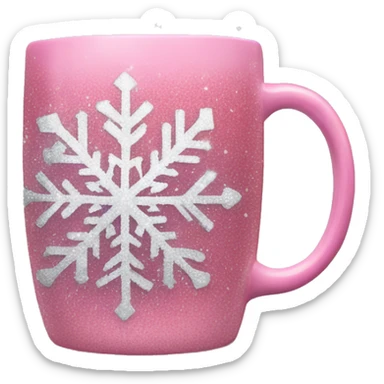 Pink mug with glittery silver snowflakes sticker
