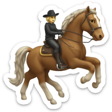 cat riding a horse sticker